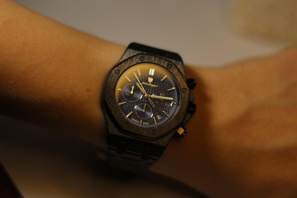 Bartlett 1954 Serov Pro II chronograph in black, worn on the wrist