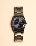 Bartlett 1954 Arvel, silver steel case and bracelet with a blue sunburst dial and day-date, front view