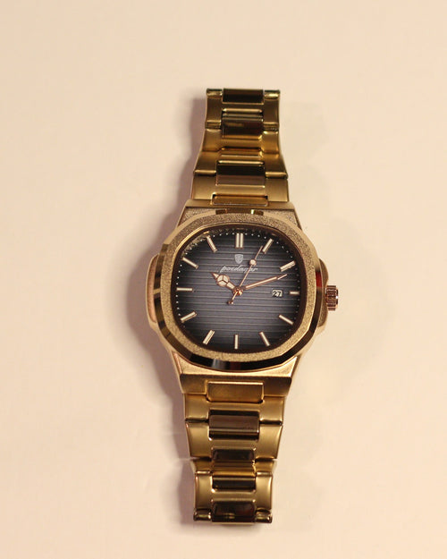 Bartlett 1954 Rivant, rose gold case and bracelet with a grey gradient dial, front view